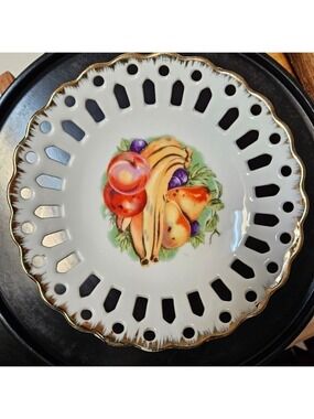 Vintage 50s/60s Giftcraft Porcelain Bone Handpainted Candy Dish on Stand